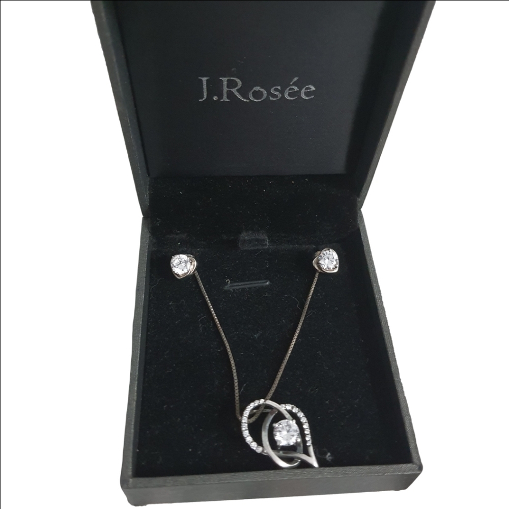 Sterling Silver "Love You Forever" Interlocking Heart Necklace & Earrings